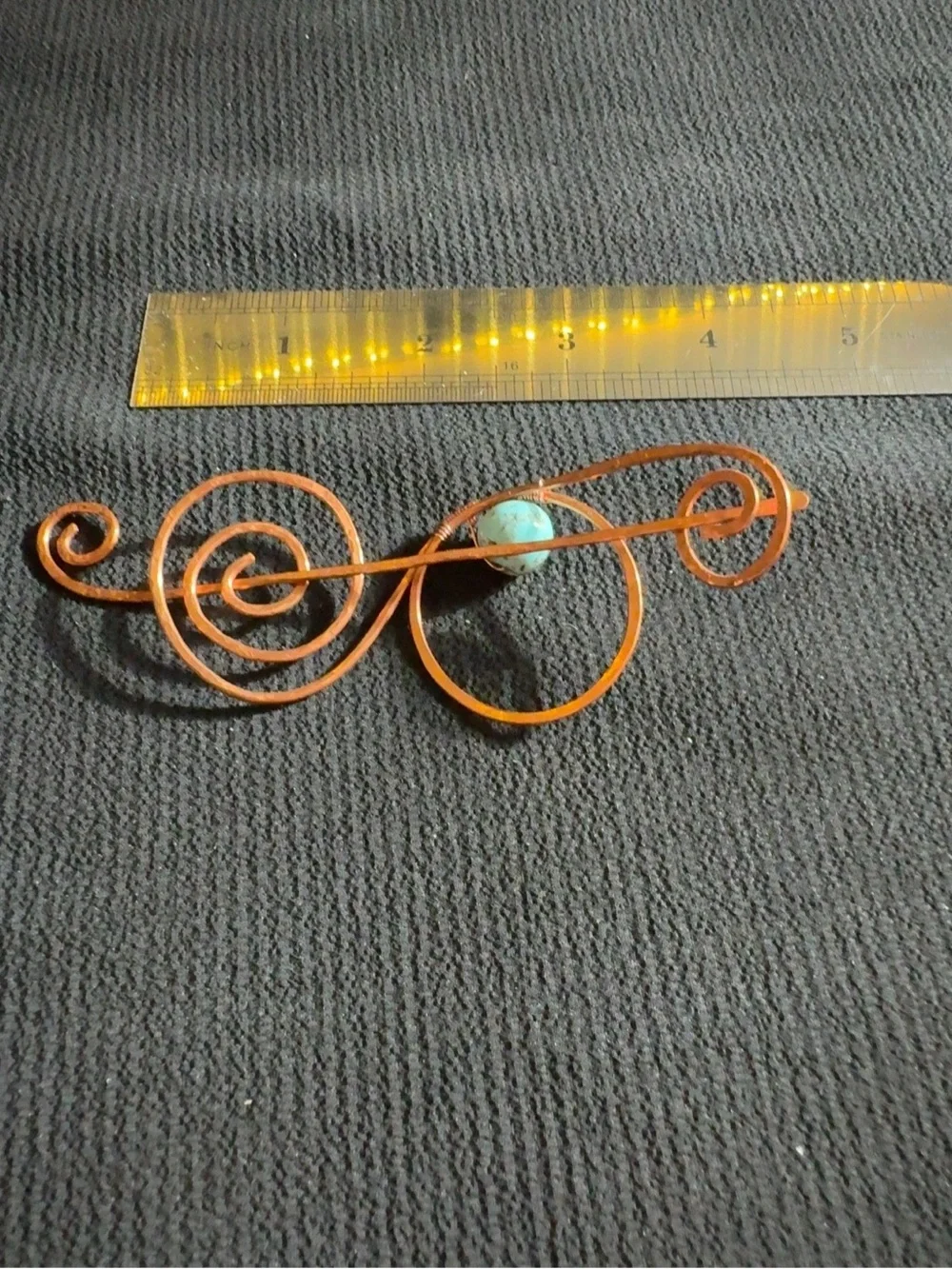 Velvet Magpie Handmade Copper Hair Slide with Genuine Turquoise